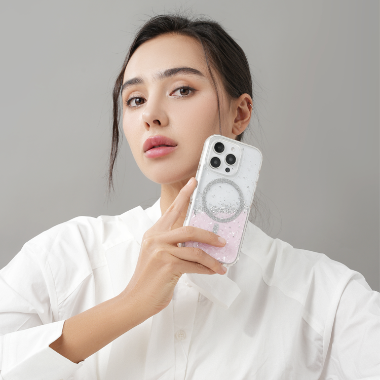 Sparkling silver ring magnetic phone case